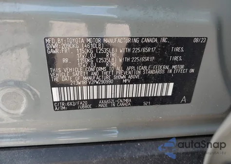 2023 Toyota Rav4 Xle from USA, damaged, VIN 2T3W1RFV2PW290990